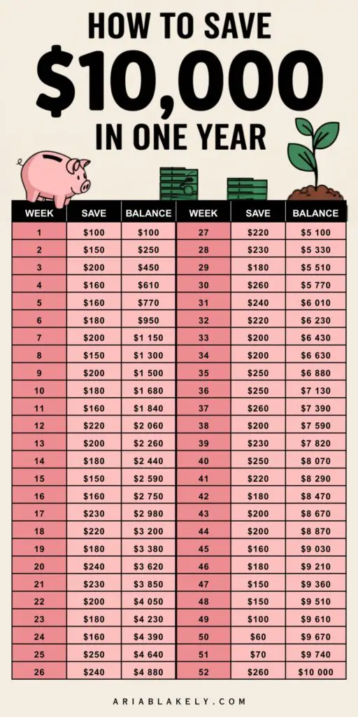 Save $10,000 in a Year Challenge
