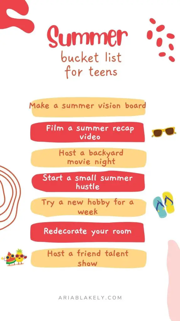 Summer bucket list ideas for teens