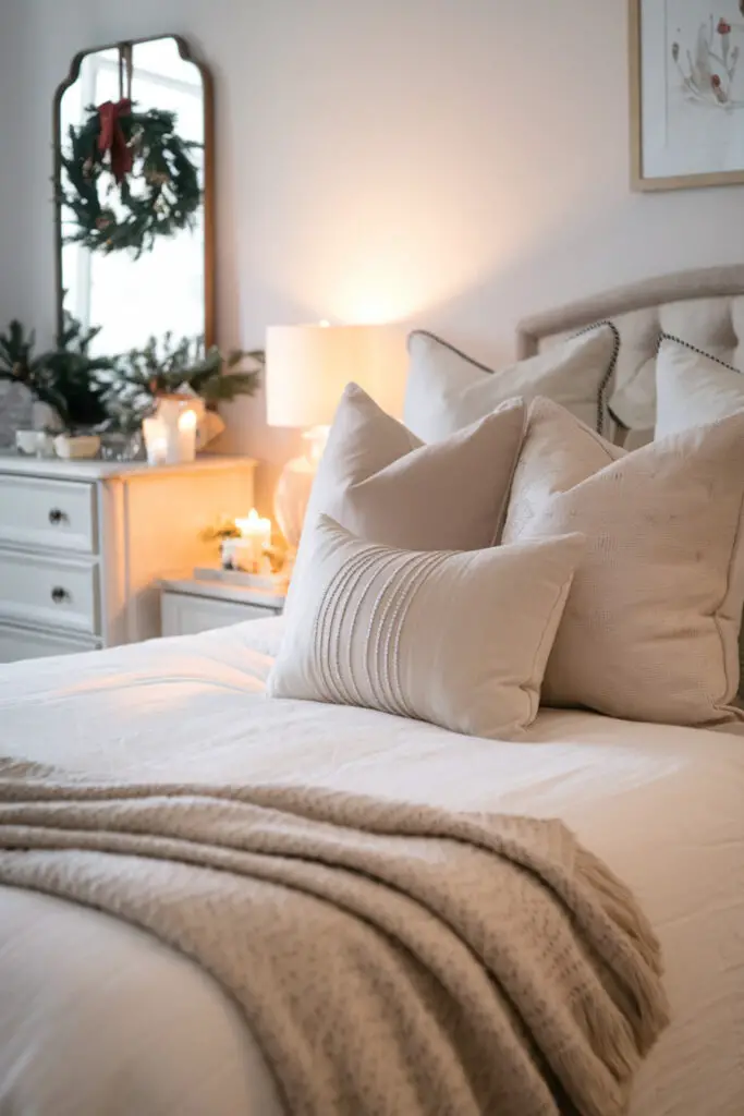 Add a cozy throw and a few soft pillows to your bedroom